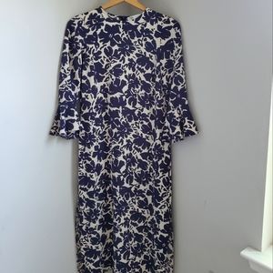 ZARA Floral Print Ruffle Cuff Leg Slit Dress.